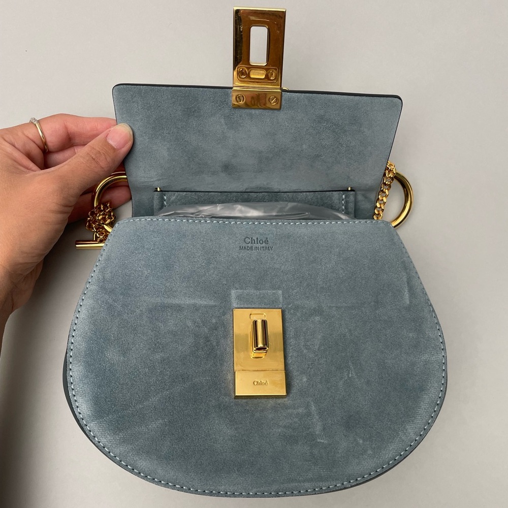 Chloé Drew leather crossbody bag- Cloudy Blue - Picture 3 of 10